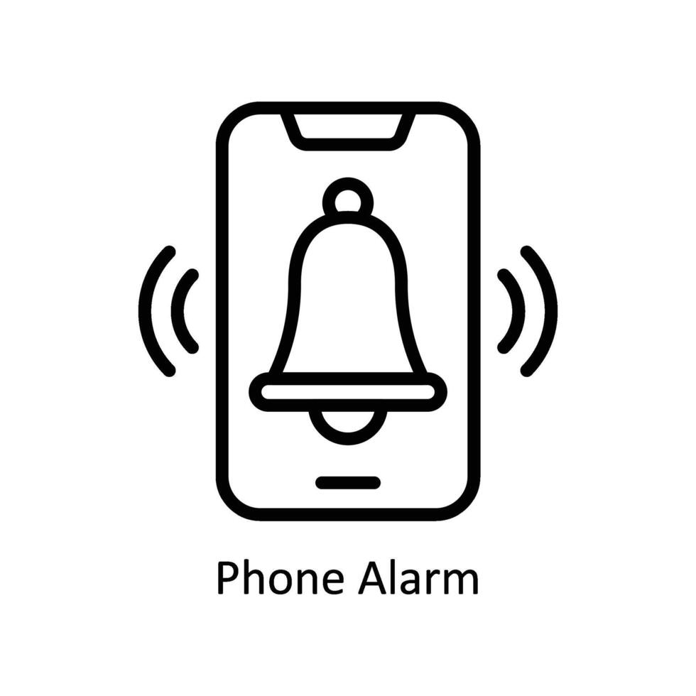 teléfono alarma vector lleno contorno icono estilo ilustración. eps 10 archivo