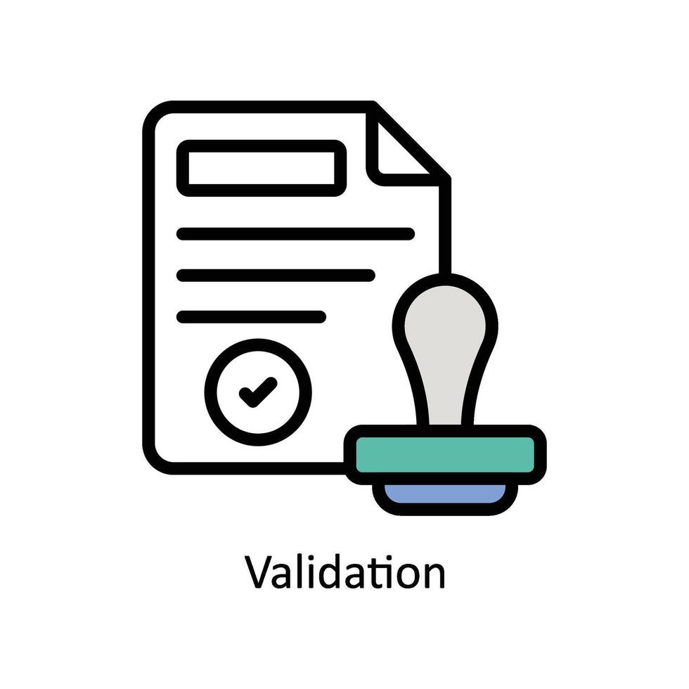 Validation Vector Filled outline icon Style illustration. EPS 10 File