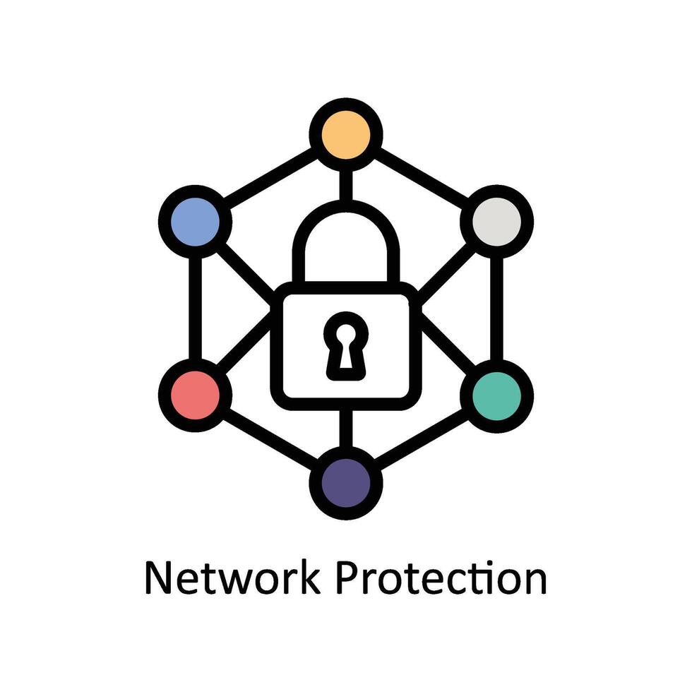 Network Protection  Vector Filled outline icon Style illustration. EPS 10 File