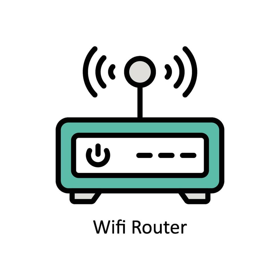 Wifi Router Vector Filled outline icon Style illustration. EPS 10 File