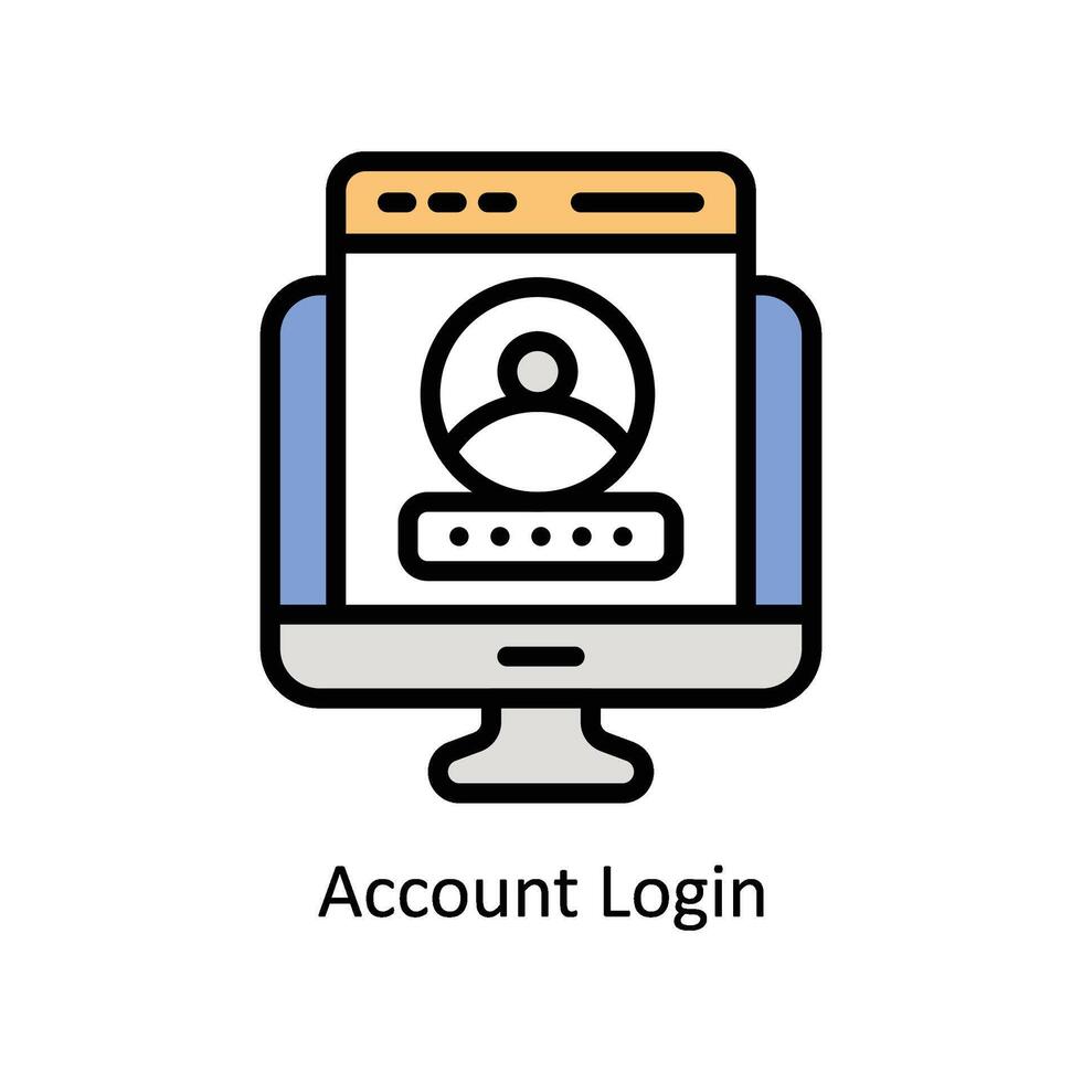 Account Login Vector Filled outline icon Style illustration. EPS 10 File
