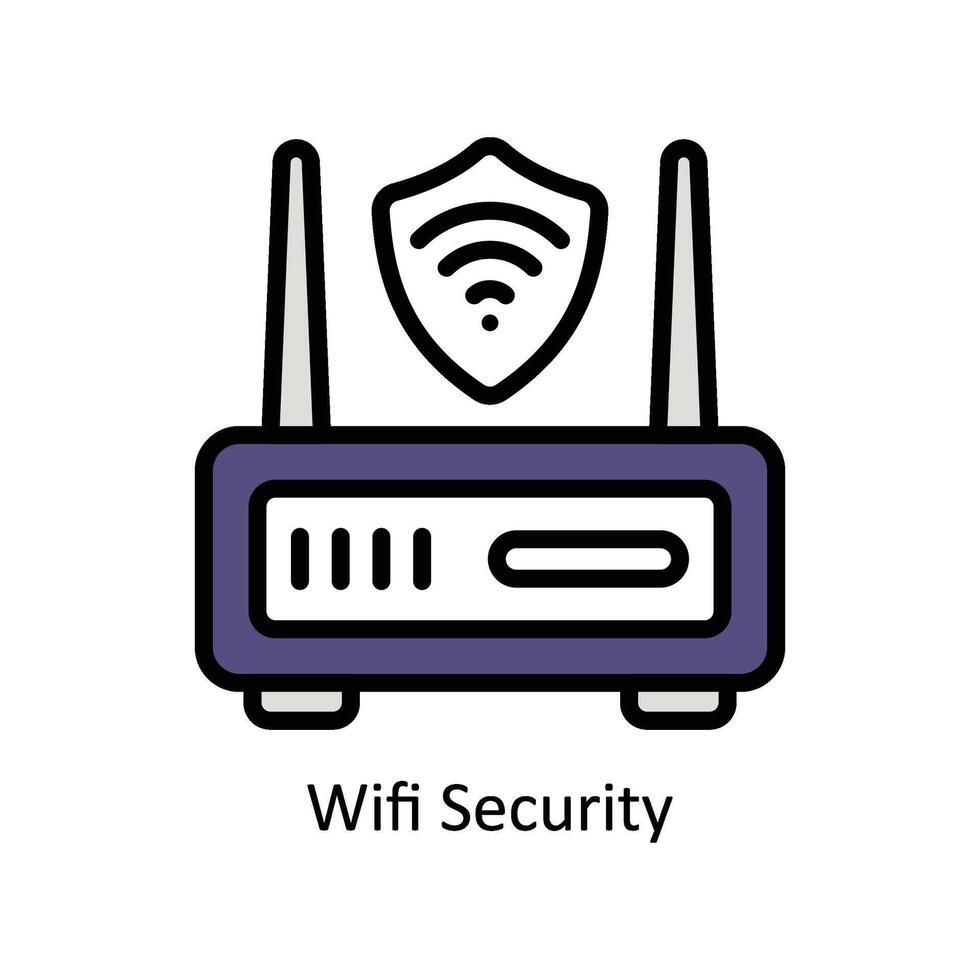 Wifi seguridad vector lleno contorno icono estilo ilustración. eps 10 archivo