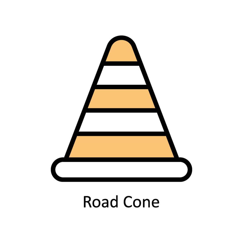 Road Cone  Vector Filled outline icon Style illustration. EPS 10 File