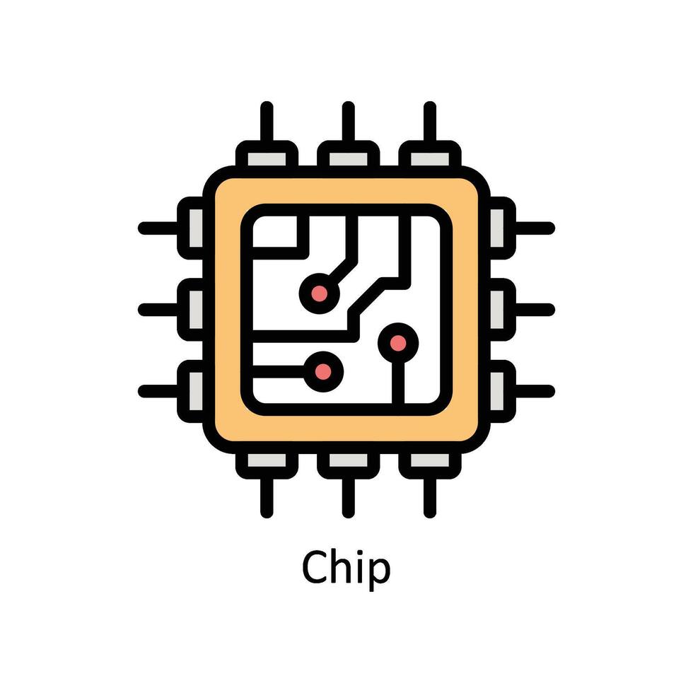 chip Vector Filled outline icon Style illustration. EPS 10 File