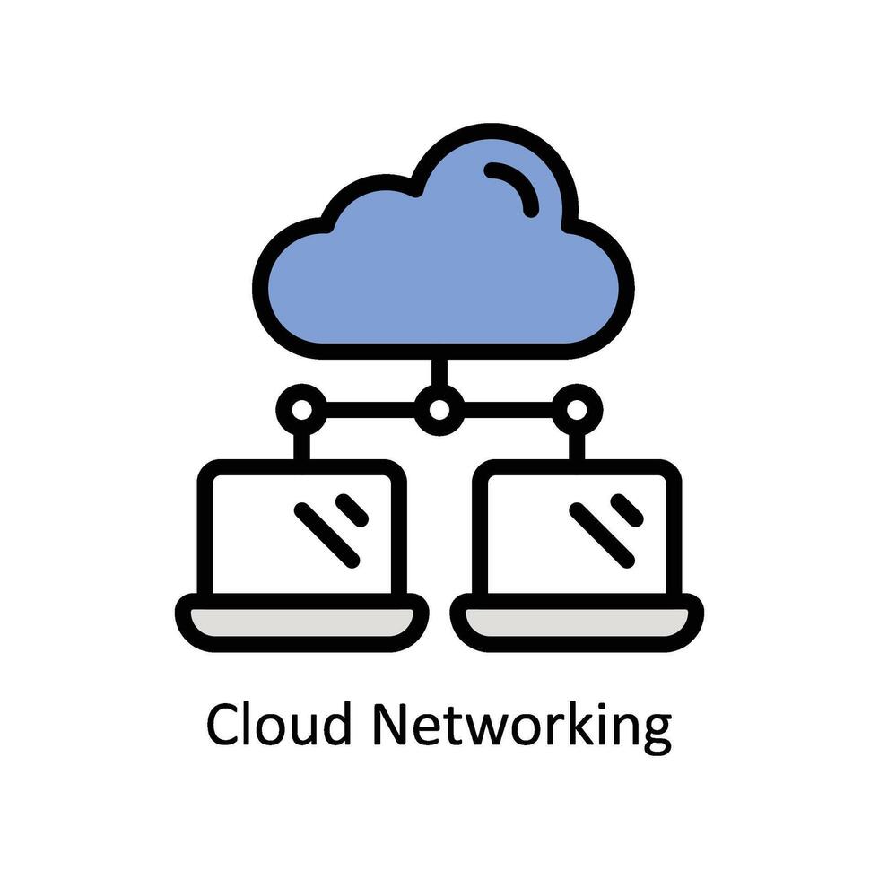Cloud Networking Vector Filled outline icon Style illustration. EPS 10 File