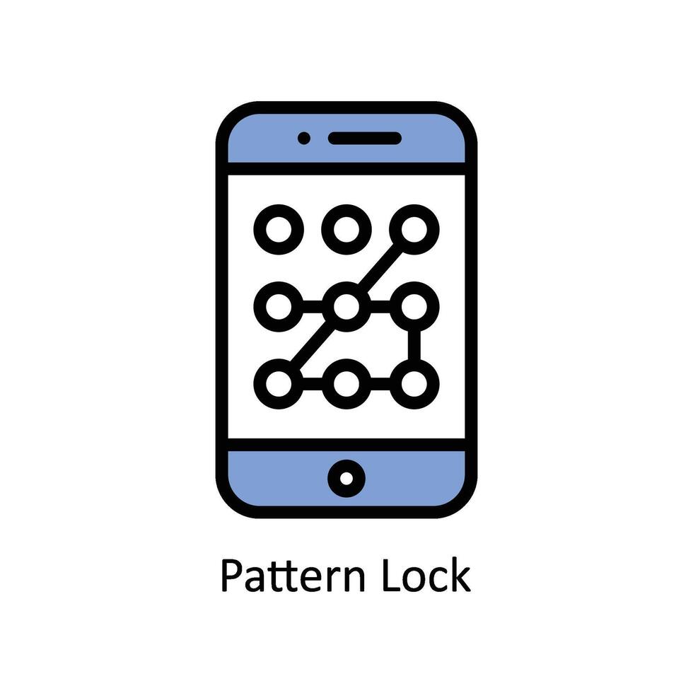 Pattern Lock Vector Filled outline icon Style illustration. EPS 10 File