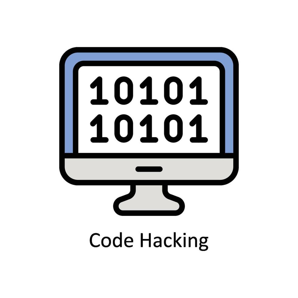 código hackear vector lleno contorno icono estilo ilustración. eps 10 archivo