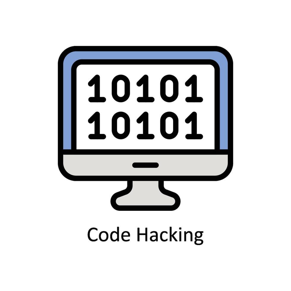 Code Hacking Vector Filled outline icon Style illustration. EPS 10 File