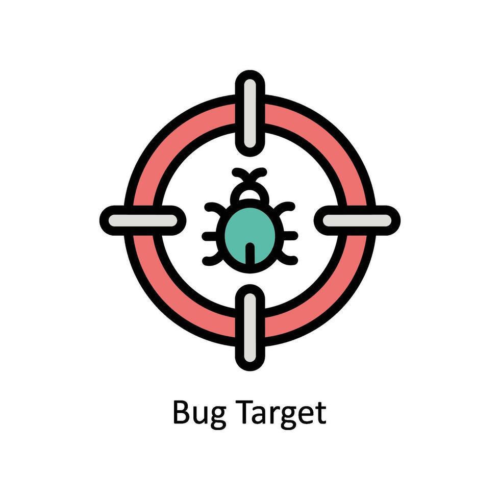 Bug Target Vector Filled outline icon Style illustration. EPS 10 File