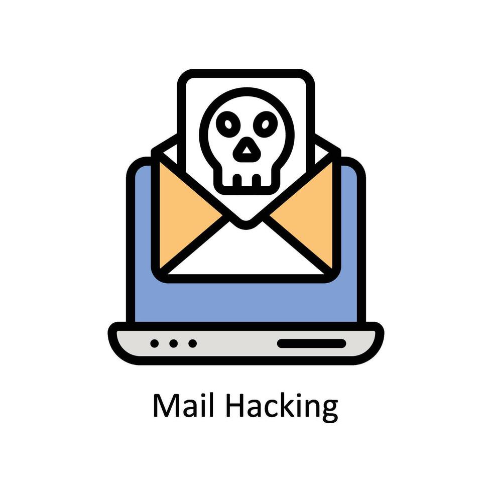 Mail Hacking Vector Filled outline icon Style illustration. EPS 10 File