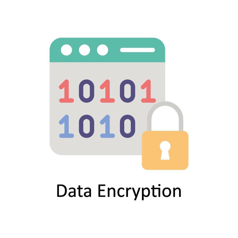 Data Encryption Vector Flat icon Style illustration. EPS 10 File