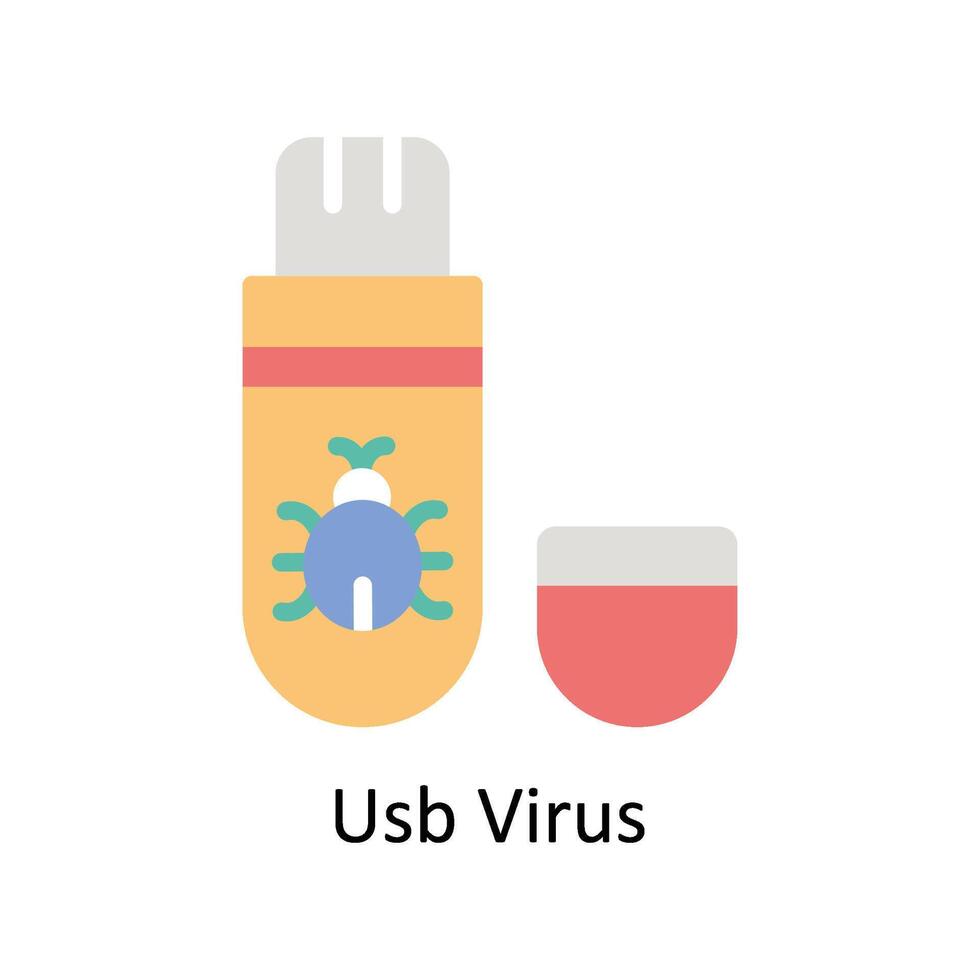 Usb Virus Vector Flat icon Style illustration. EPS 10 File