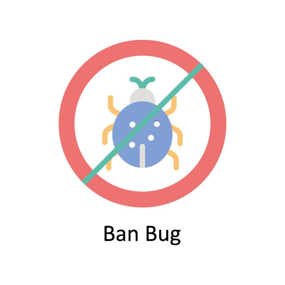 Ban Bug Vector Flat icon Style illustration. EPS 10 File