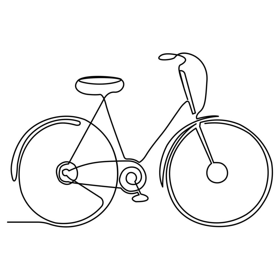 continuous single line drawing of bicycle and bicycle day concept one line vector art illustration