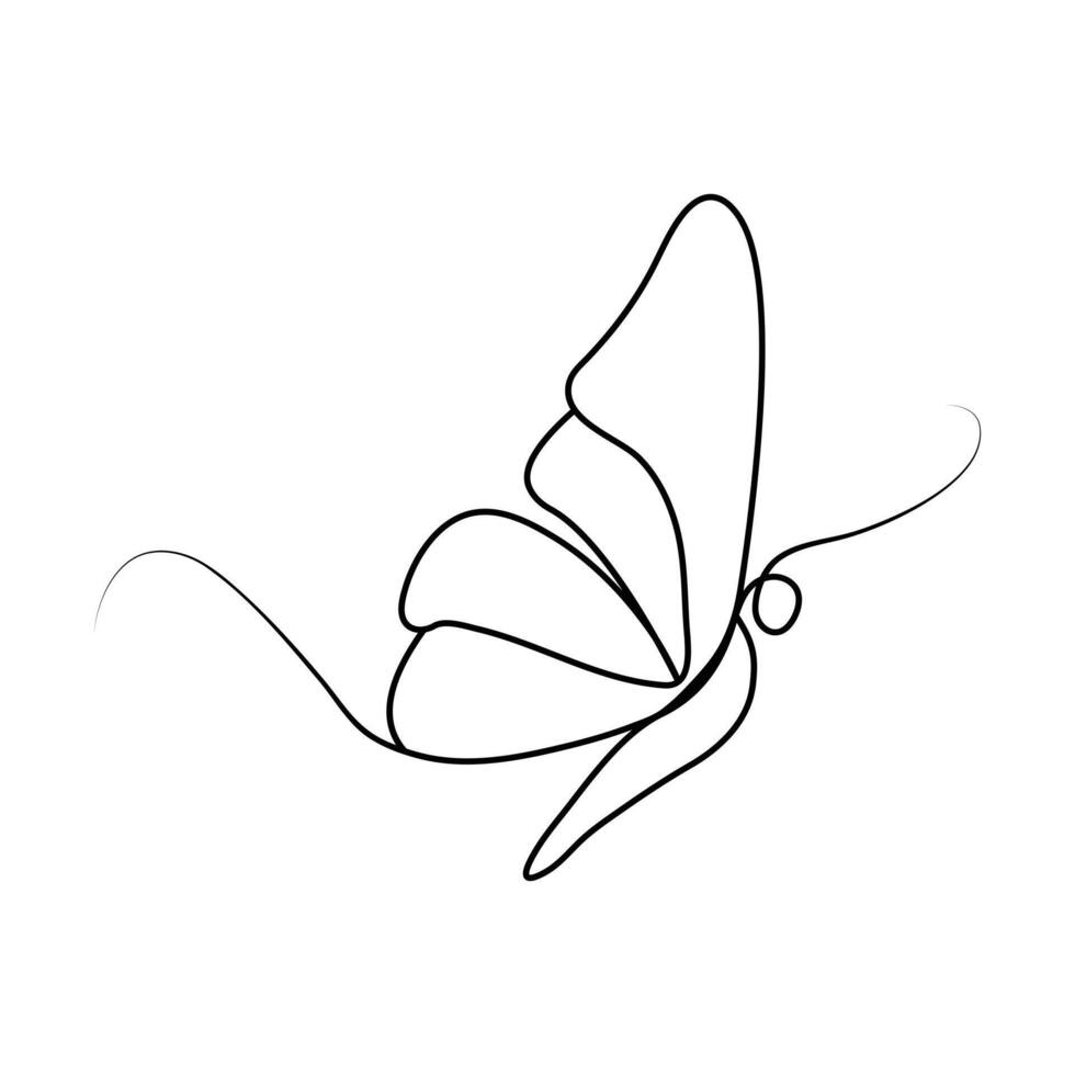 continuo uno línea dibujo de volador resumen mariposa y mariposa contorno vector ilustración.