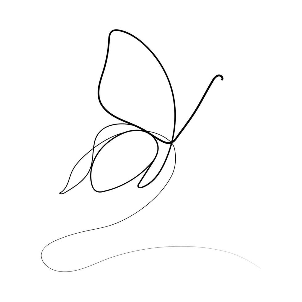 Continuous one line drawing of flying abstract butterfly and Butterfly outline vector illustration.