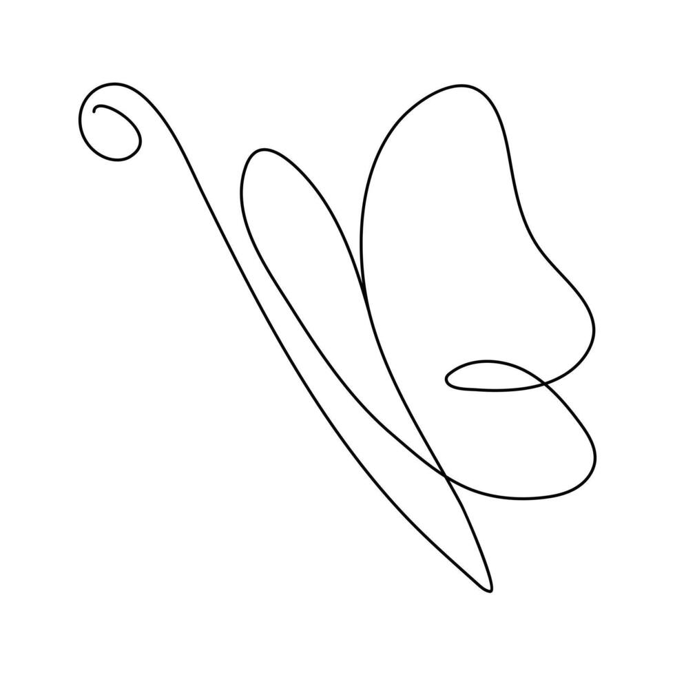 Continuous one line drawing of flying abstract butterfly and Butterfly outline vector illustration.