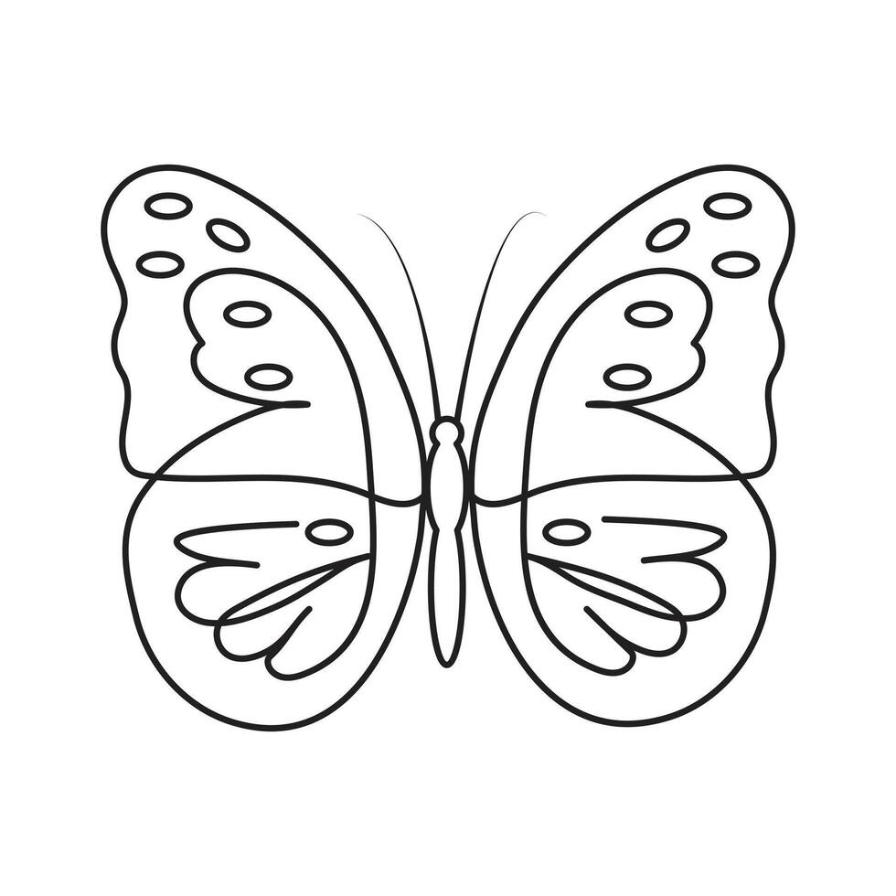 Continuous one line drawing of flying abstract butterfly and Butterfly outline vector illustration.