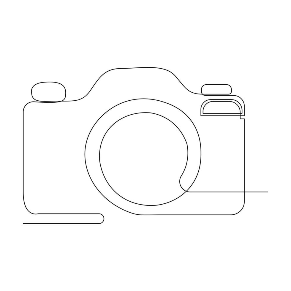 Continuous single line digital camera vector outline art illustration and editable drawing for logo Design and stroke hand drawn