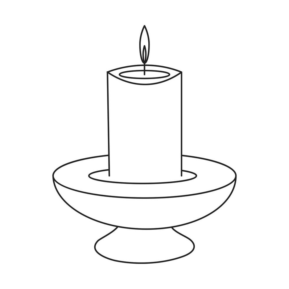 Candle continuous one line drawing of out line vector illustration