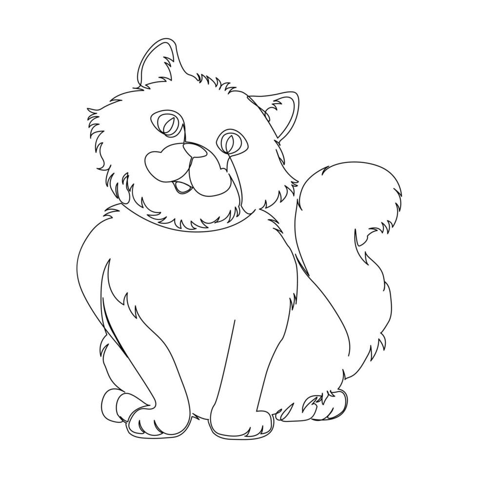 Continuous one line drawing of happy pet cats single line art vector illustration.