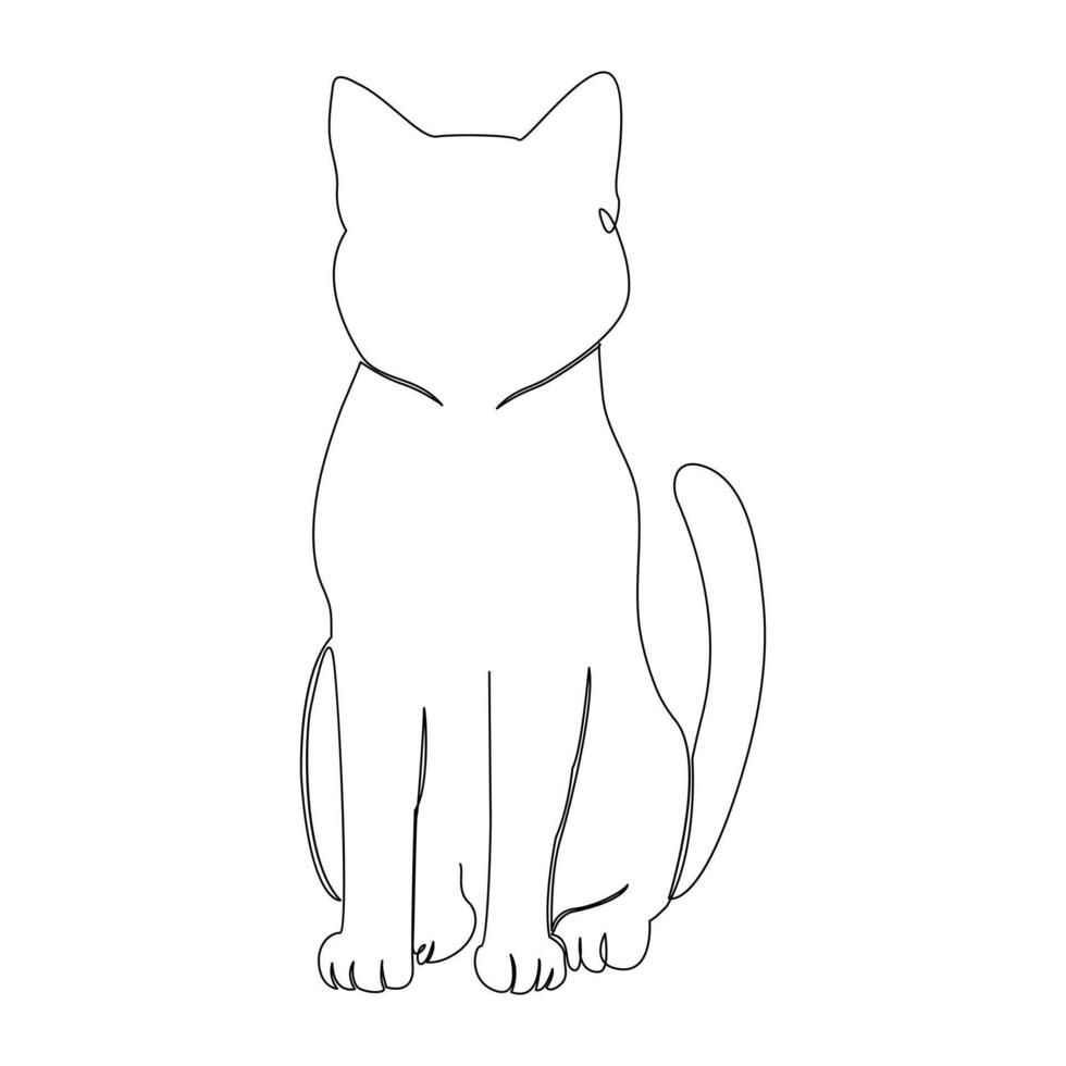 Continuous one line drawing of happy pet cats single line art vector illustration.