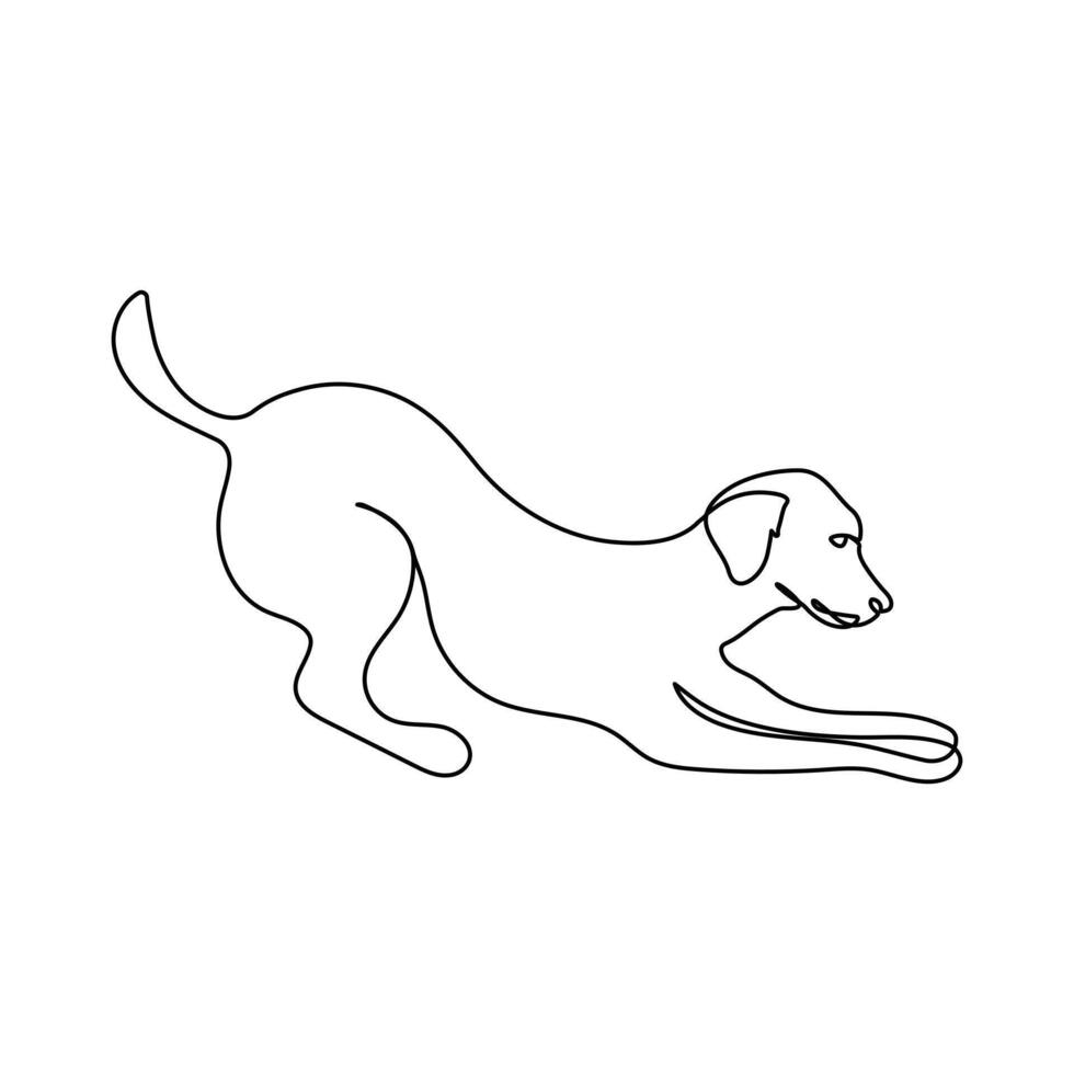 Continuous one line pet dog outline vector art drawing and world wildlife Day single line art vector illustration design