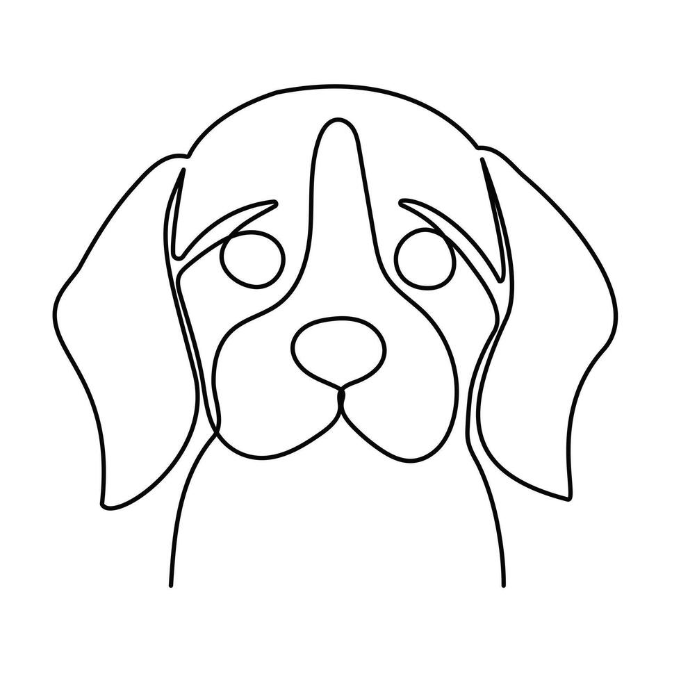 Continuous one line pet dog outline vector art drawing and world wildlife Day single line art vector illustration design