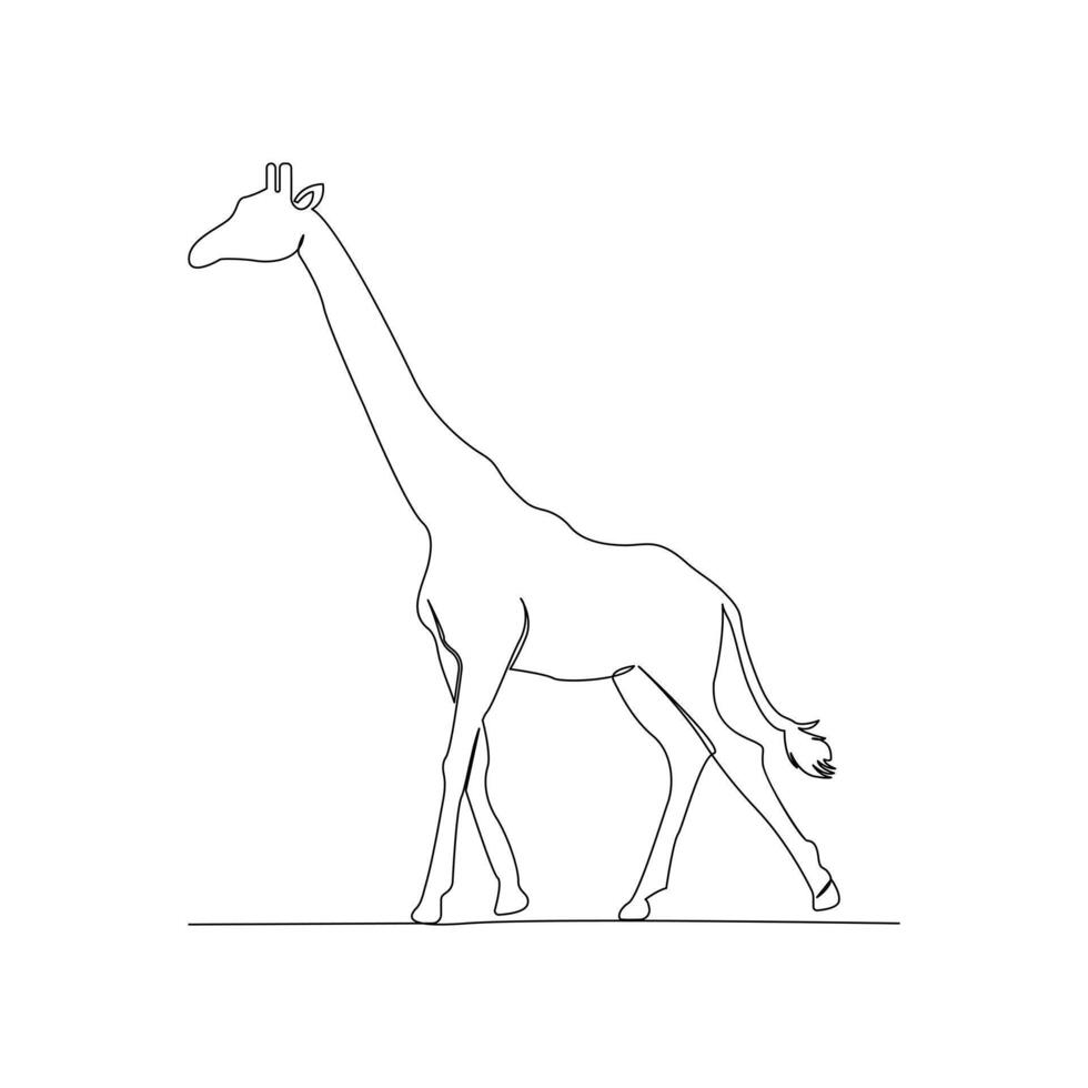 Continuous one line giraffe single line art design and world wildlife Day concept hand drawn minimalist style vector illustration