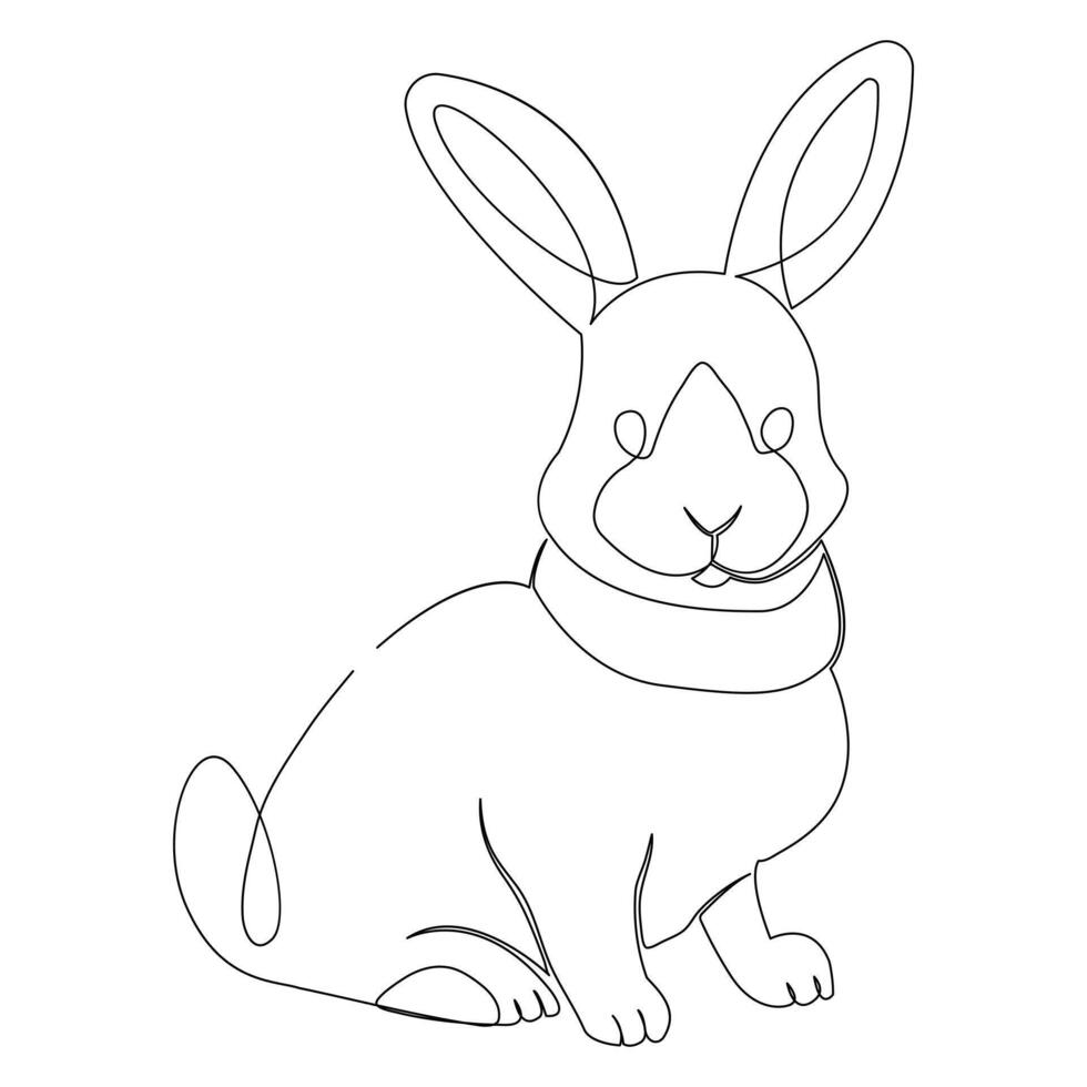 continuous one line drawing of Rabbit bunny, domestic animal and happy easter day concept hand drawn vector art illustration.