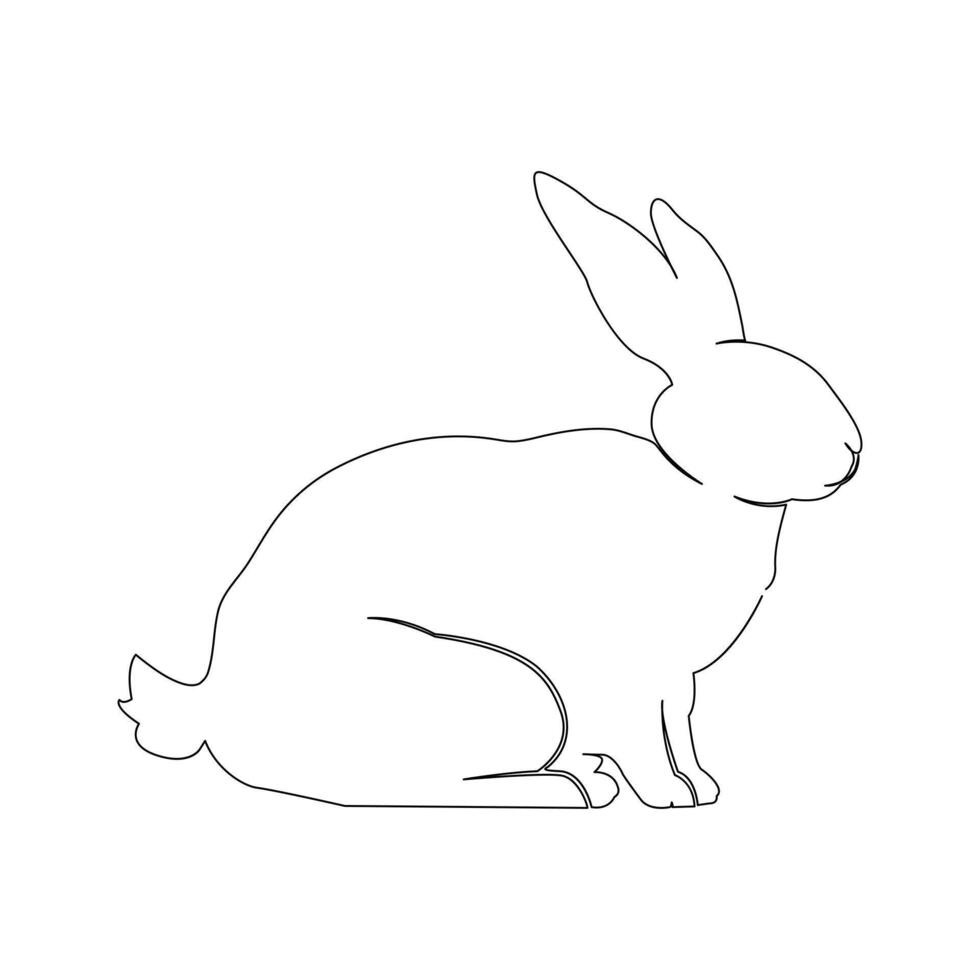 continuous one line drawing of Rabbit bunny, domestic animal and happy easter day concept hand drawn vector art illustration.