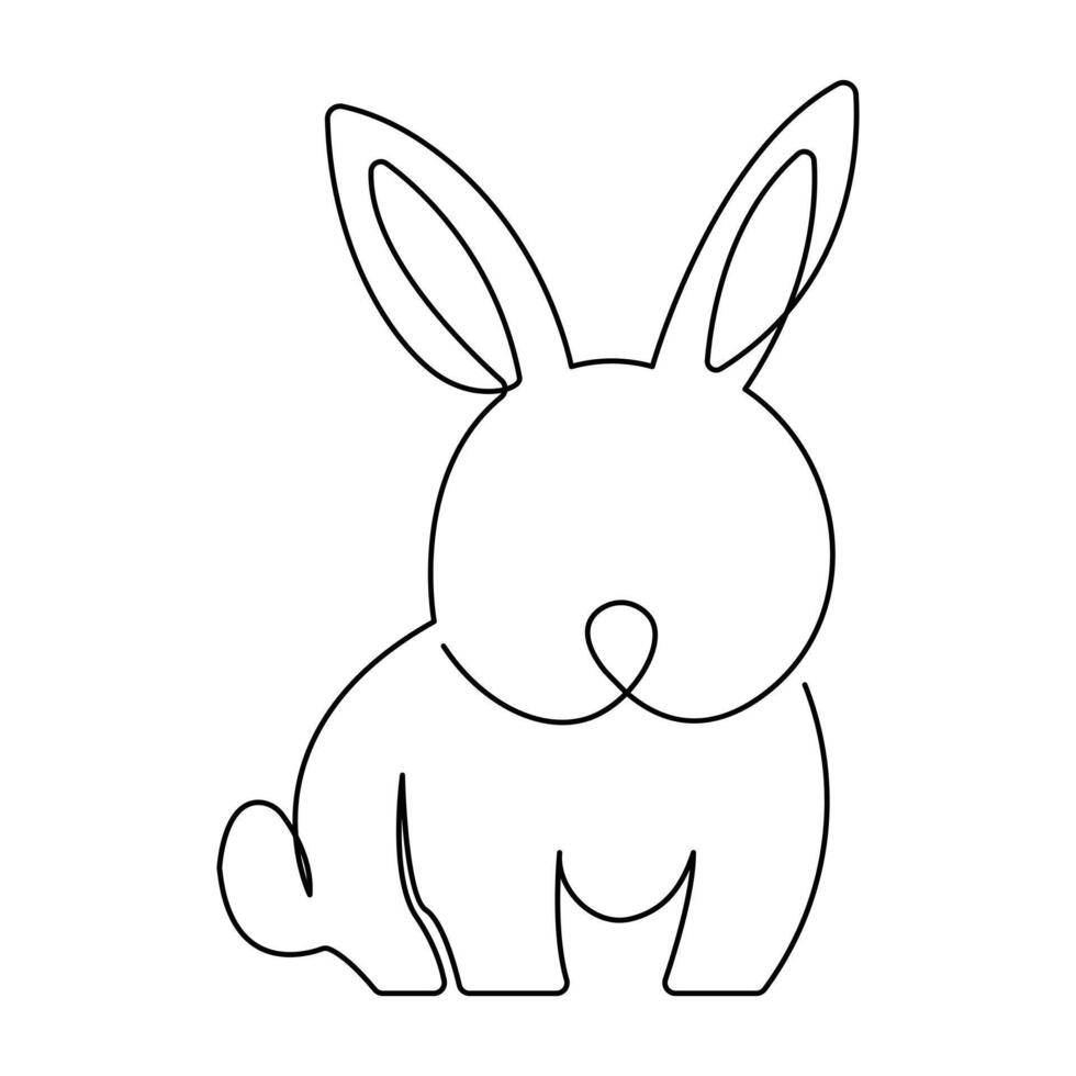 continuous one line drawing of Rabbit bunny, domestic animal and happy easter day concept hand drawn vector art illustration.