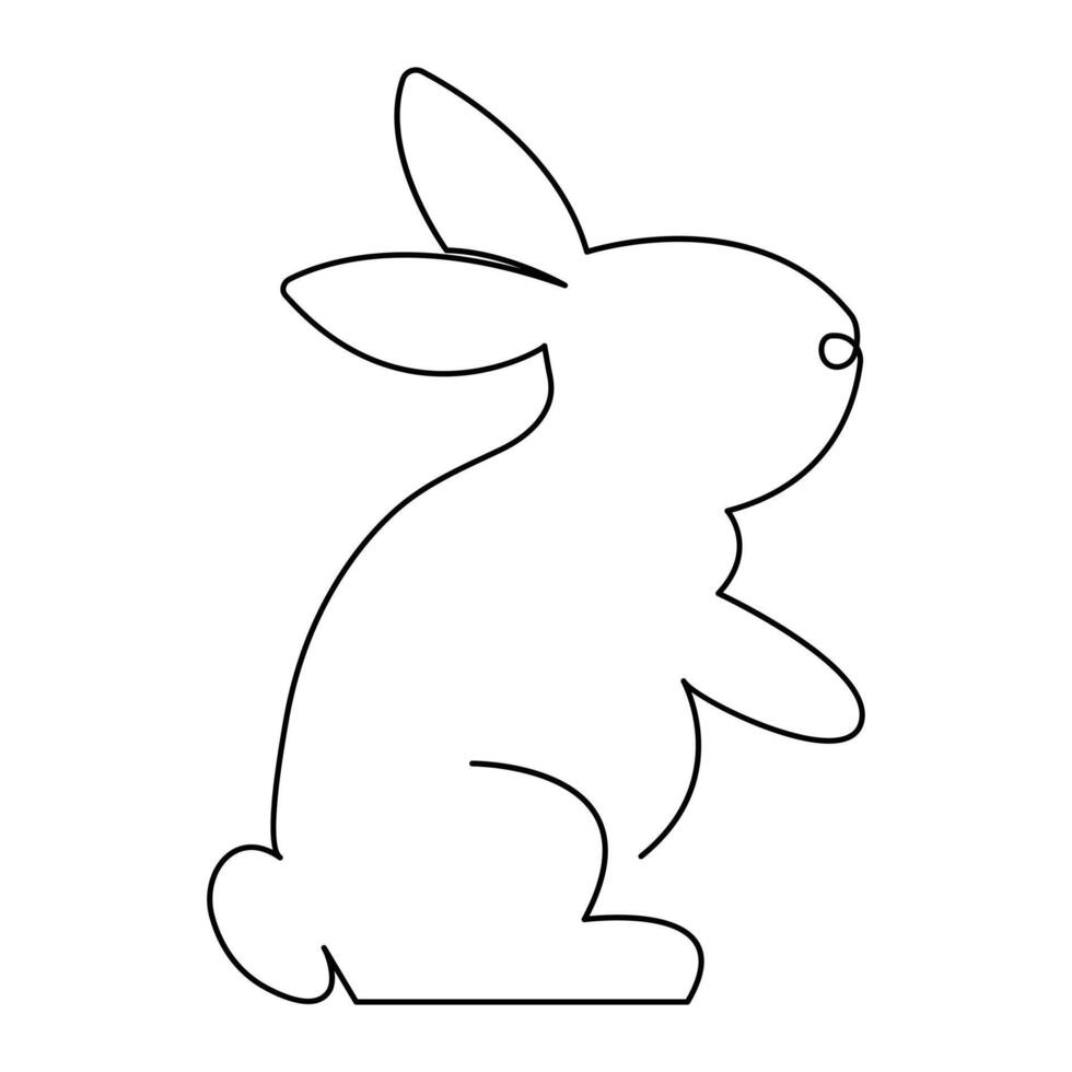continuous one line drawing of Rabbit bunny, domestic animal and happy easter day concept hand drawn vector art illustration.