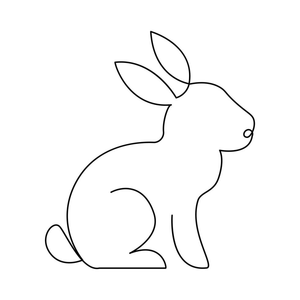 continuous one line drawing of Rabbit bunny, domestic animal and happy easter day concept hand drawn vector art illustration.