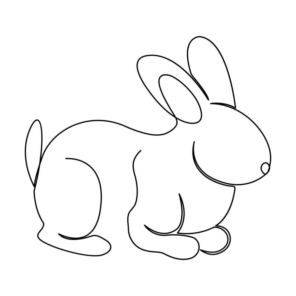 continuous one line drawing of Rabbit bunny, domestic animal and happy easter day concept hand drawn vector art illustration.