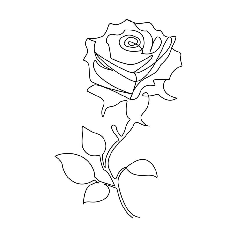 continuo uno línea Rosa flor dibujado contorno vector Arte ilustración y San Valentín día línea Arte diseño