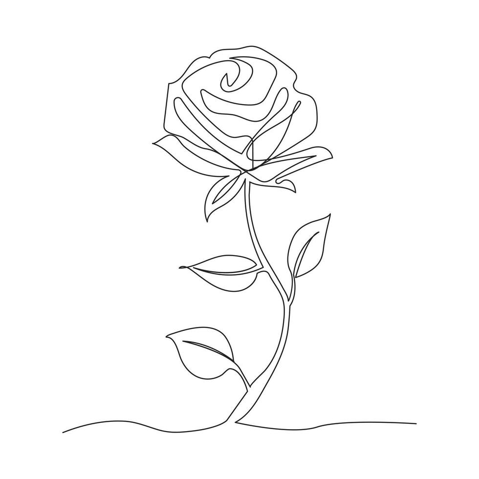 continuo uno línea Rosa flor dibujado contorno vector Arte ilustración y San Valentín día línea Arte diseño