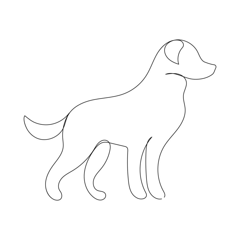 Continuous Single line drawing of dog outline vector art illustration