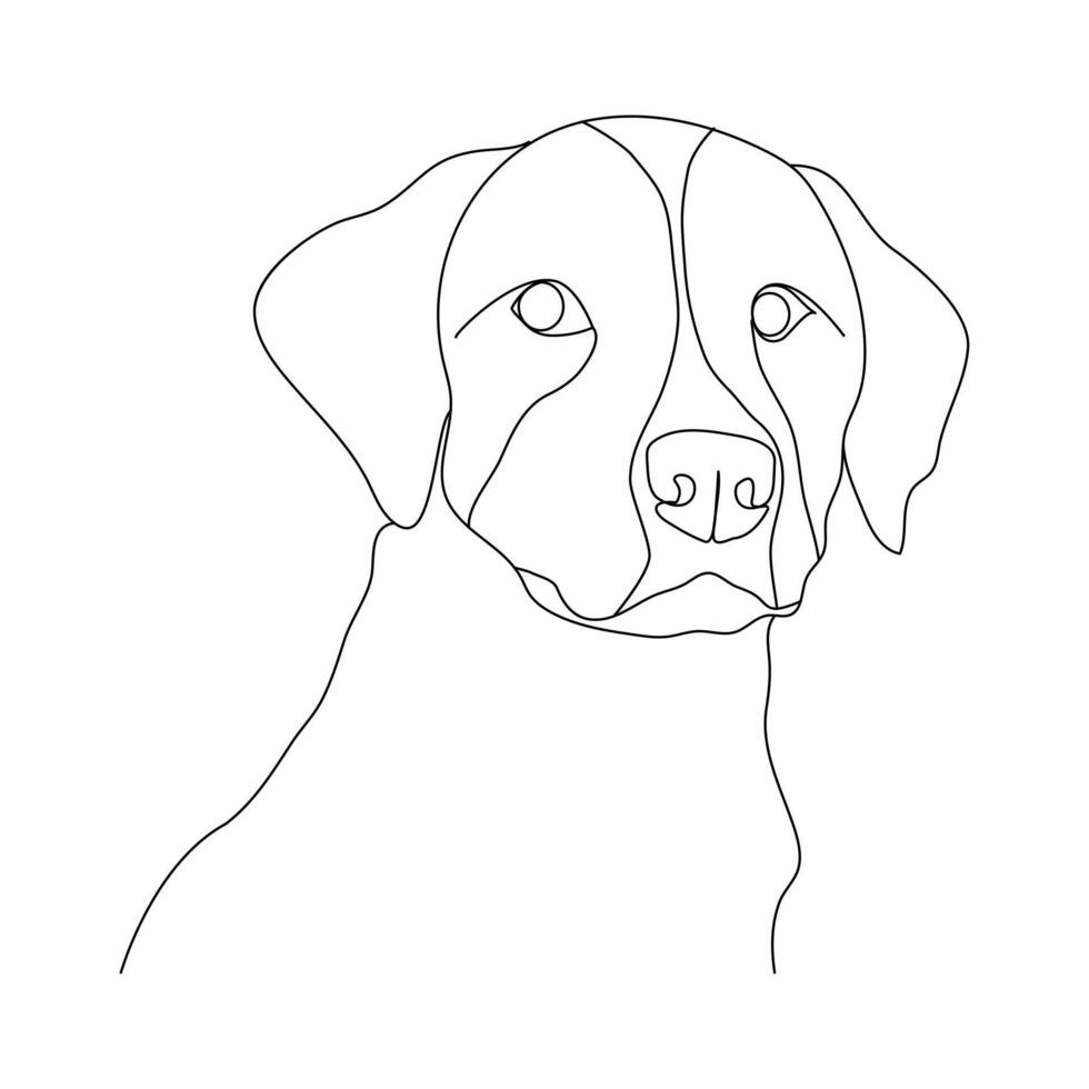 Continuous Single line drawing of dog outline vector art illustration