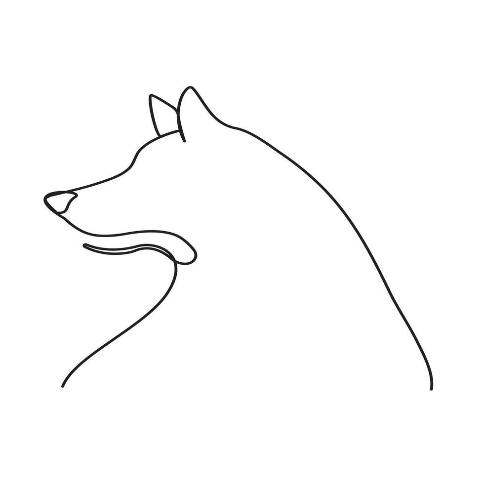 Continuous Single line drawing of dog outline vector art illustration