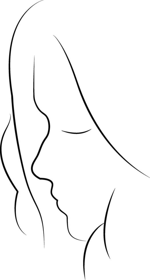 Drawing of a portrait of a beautiful girl's face. Skin beauty care concept for young female models. Design of greeting cards, posters, patches, prints on clothes, emblems. Lines. vector