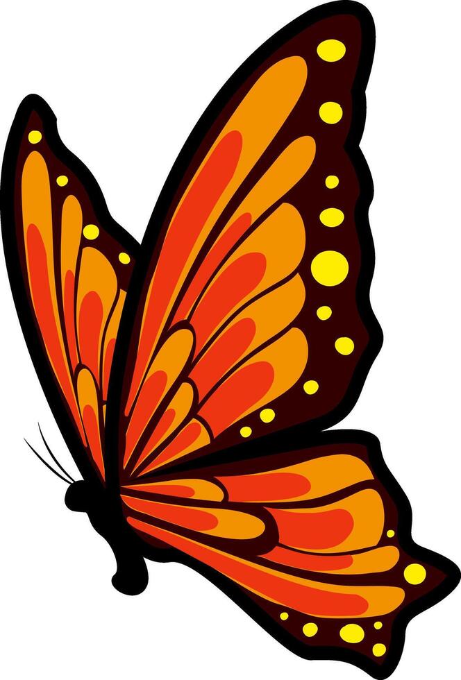 Elegant butterfly with colorful wings and antennae, on a white background. Flying moth. Design of greeting cards, posters, patches, prints on clothes, emblems. Exotic insect. Spring Summer. vector