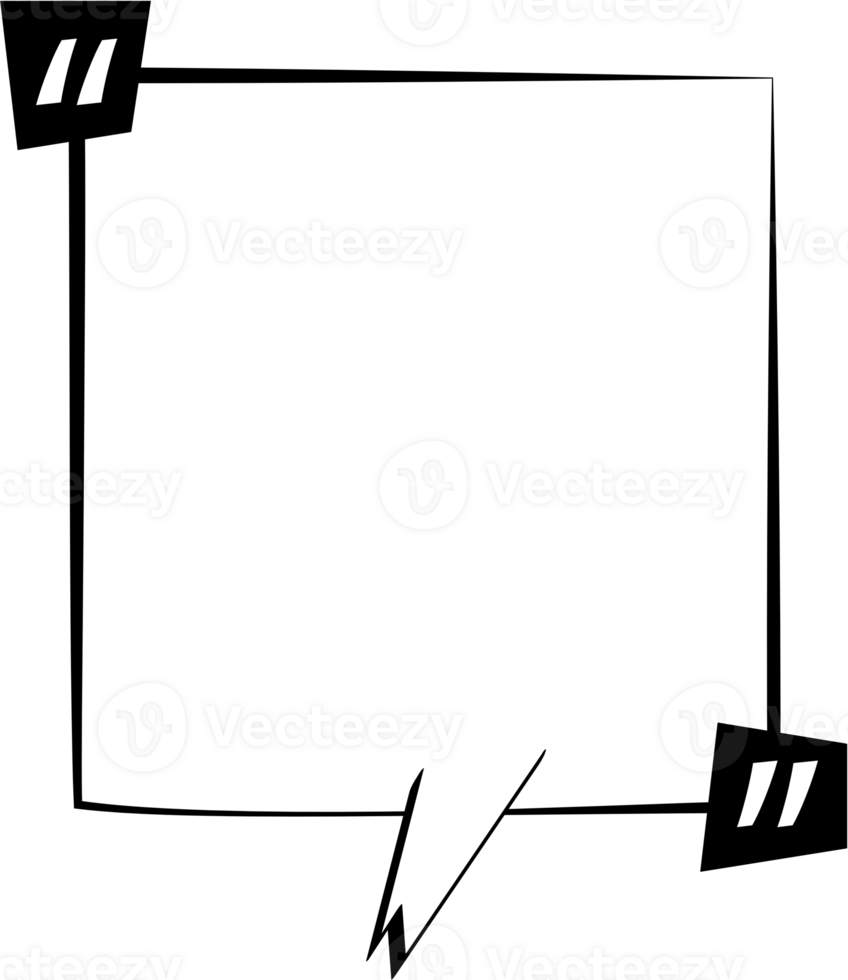 Black and white speech bubble balloon with quotation marks, icon sticker memo keyword planner text box banner, flat png transparent element design