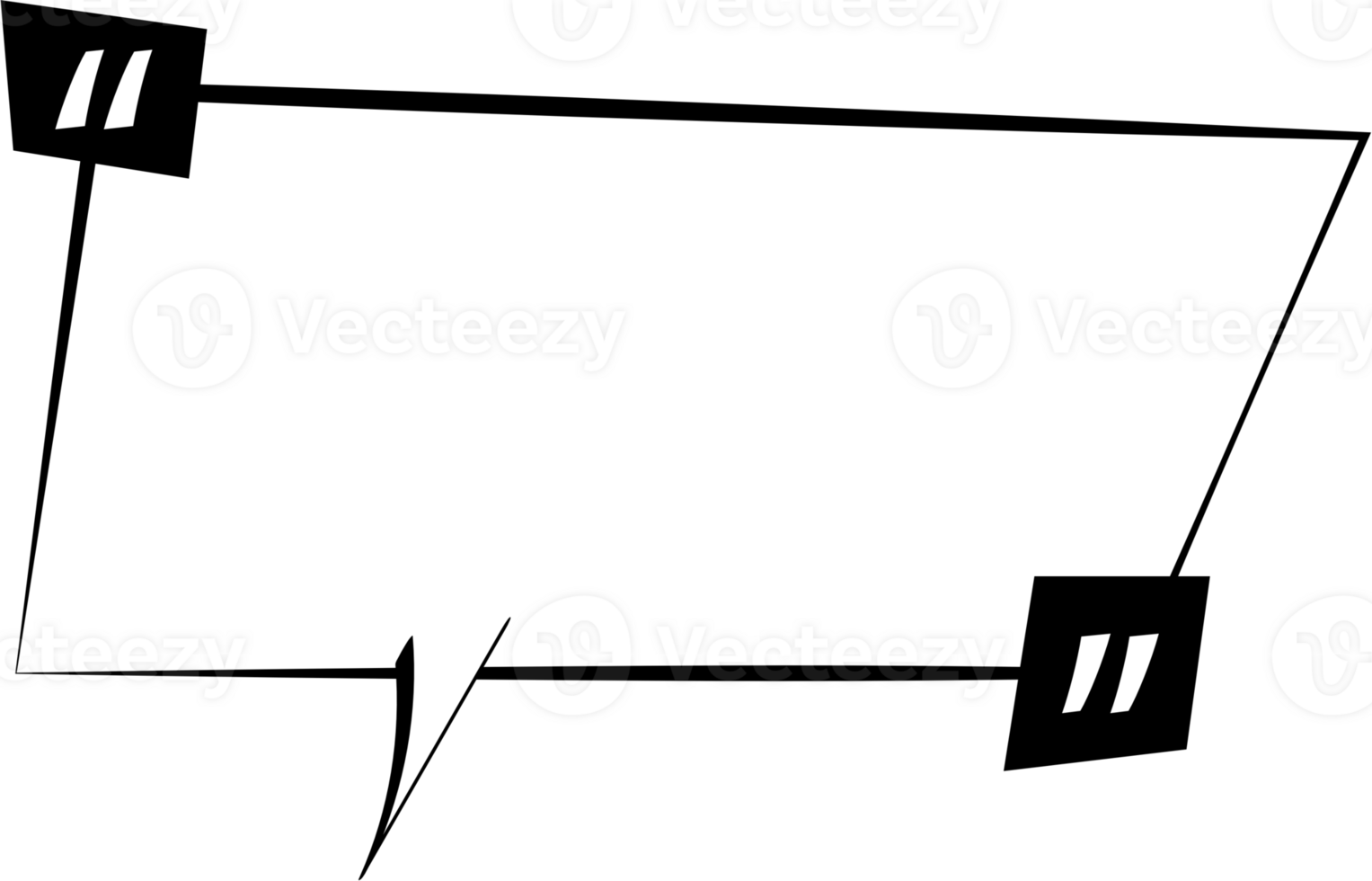 Black and white speech bubble balloon with quotation marks, icon sticker memo keyword planner text box banner, flat png transparent element design