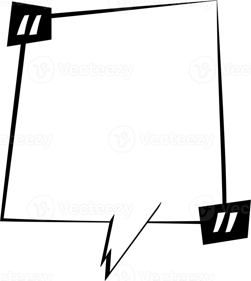 Black and white speech bubble balloon with quotation marks, icon sticker memo keyword planner text box banner, flat png transparent element design