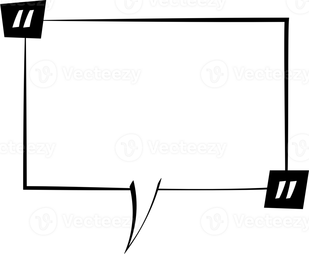 Black and white speech bubble balloon with quotation marks, icon sticker memo keyword planner text box banner, flat png transparent element design