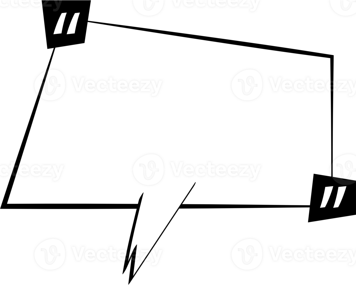 Black and white speech bubble balloon with quotation marks, icon sticker memo keyword planner text box banner, flat png transparent element design