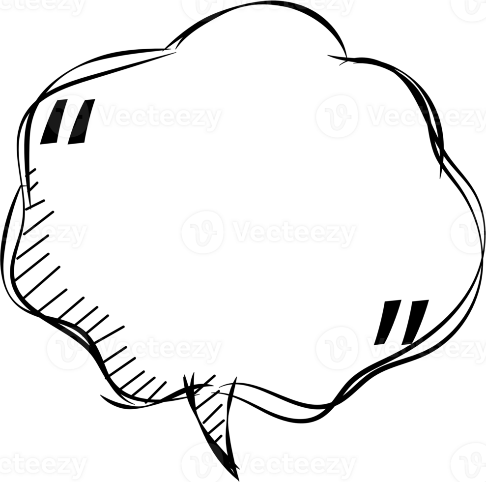 Black and white speech bubble balloon with quotation marks, icon sticker memo keyword planner text box banner, flat png transparent element design