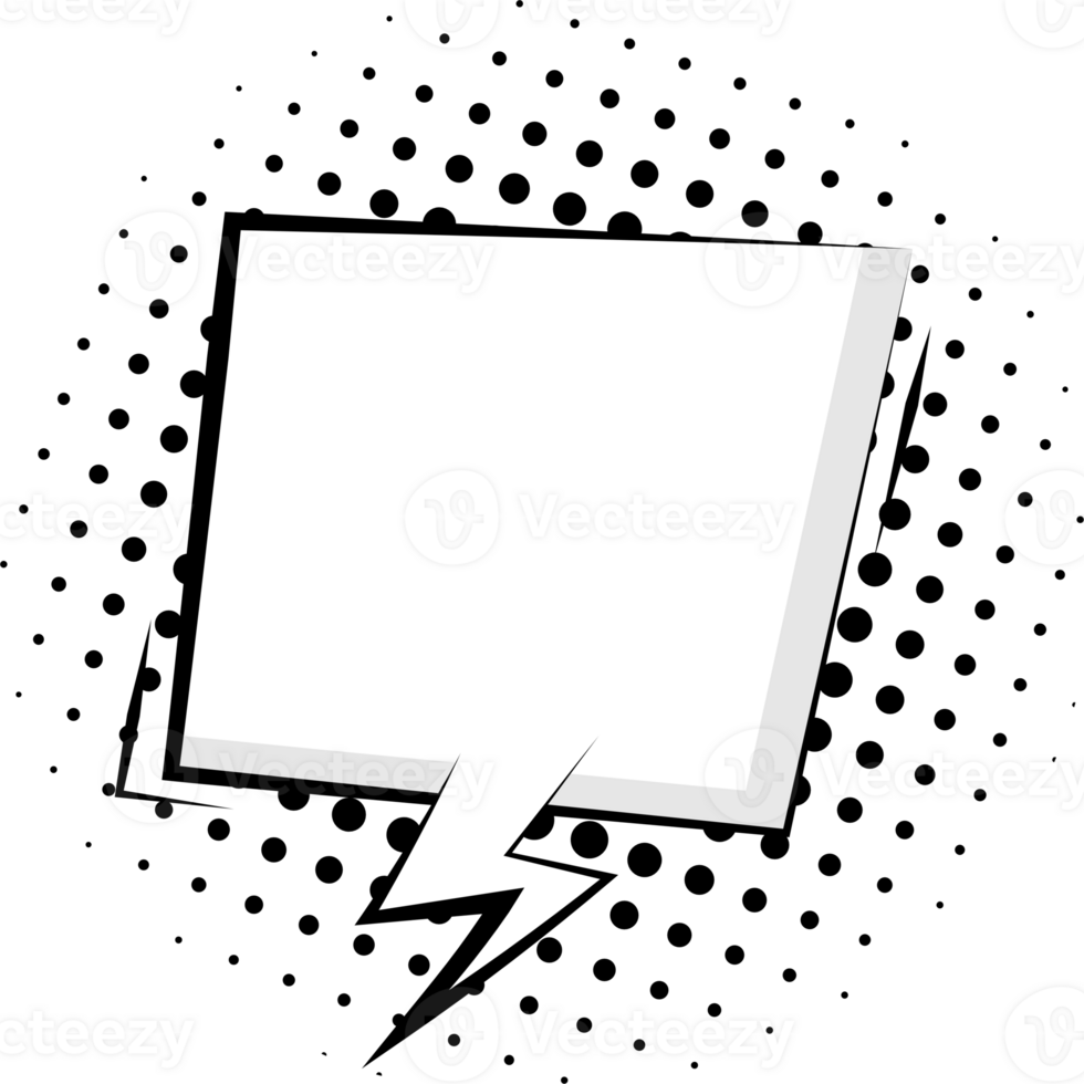 Black and white Pop art polka dots halftone speech bubble balloon icon sticker memo keyword planner text box banner, flat png transparent element design