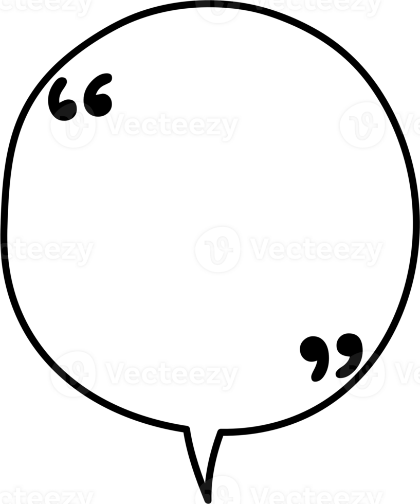 Black and white speech bubble balloon with quotation marks, icon sticker memo keyword planner text box banner, flat png transparent element design
